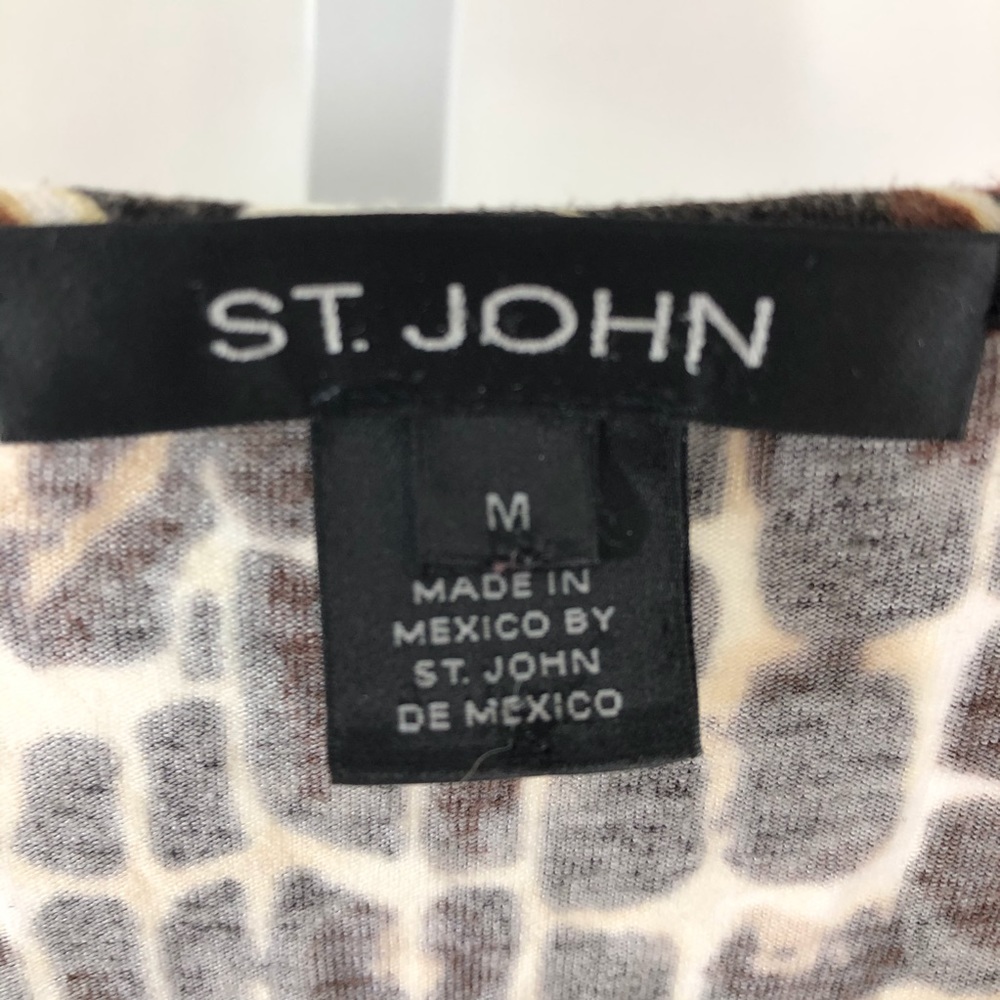 St John Brown Animal Print V-neck Top M - Picture 3 of 8